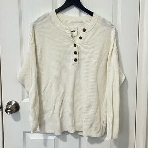 Aerie Cream waffle Knit Cardigan with Button Detail 100% cotton medium